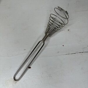 Vintage French Spring Coil Whisk Wisk Wire Beater Mixer Metal 9"